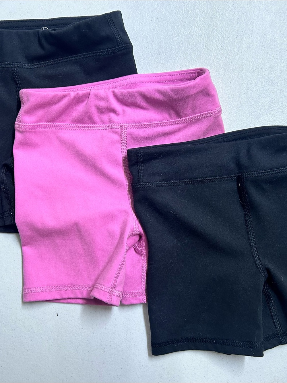 90 Degree By Reflex Pink and Black Kids Athletic Bike Shorts Trio
